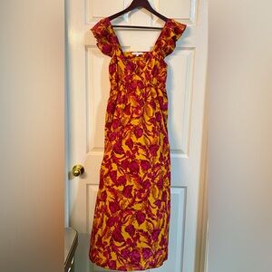 Olivaceous Midi floral dress size S flutter sleeve flowy lightweight girly sexy